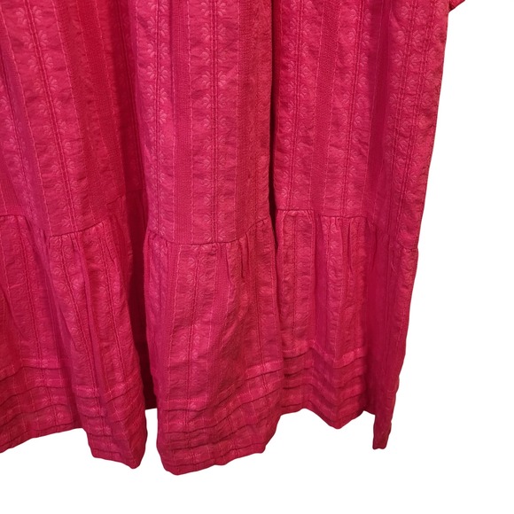 J Jill Hot Pink Textured Button Front Tiered Midi Dress 2X - Picture 2 of 7